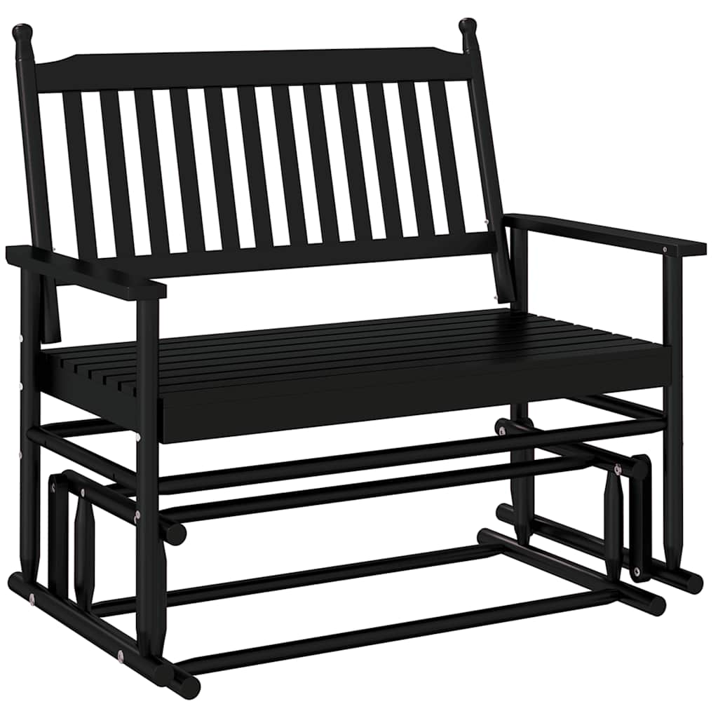 vidaXL Ławka bujana, czarna, 118x70x104,5 cm, lite drewno topolowe