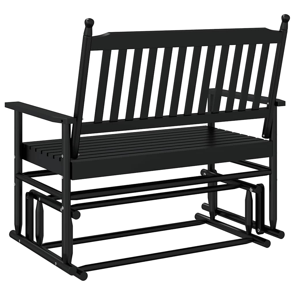 vidaXL Ławka bujana, czarna, 118x70x104,5 cm, lite drewno topolowe