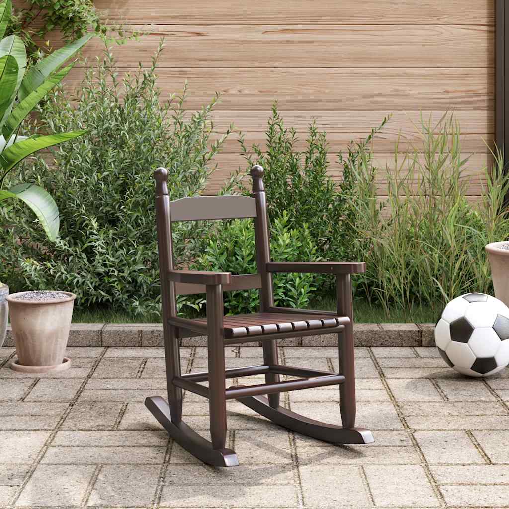 vidaXL Fotel bujany dziecięcy, brązowy, drewno topolowe