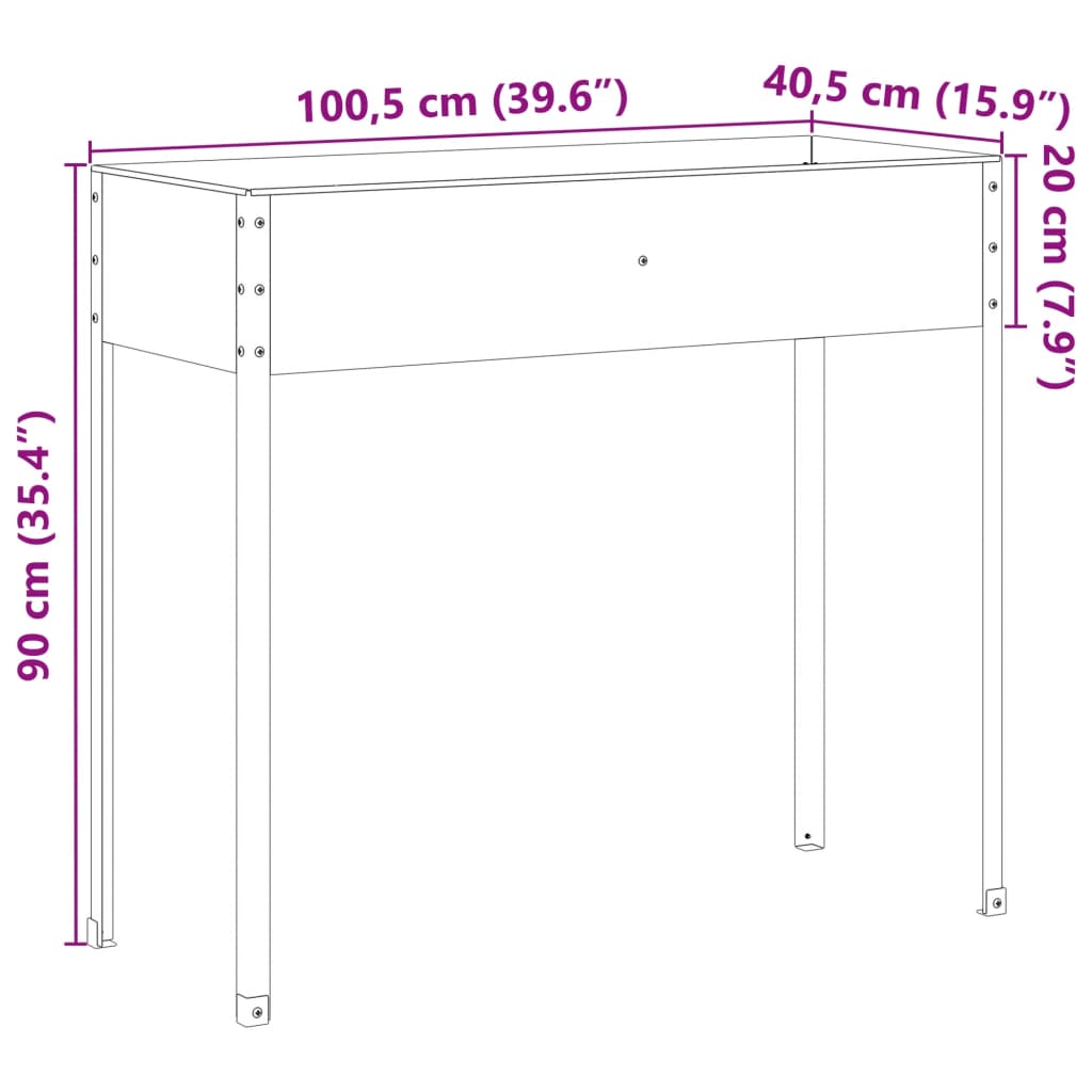 vidaXL Donica ogrodowa, 100,5x40,5x90 cm, stal kortenowska