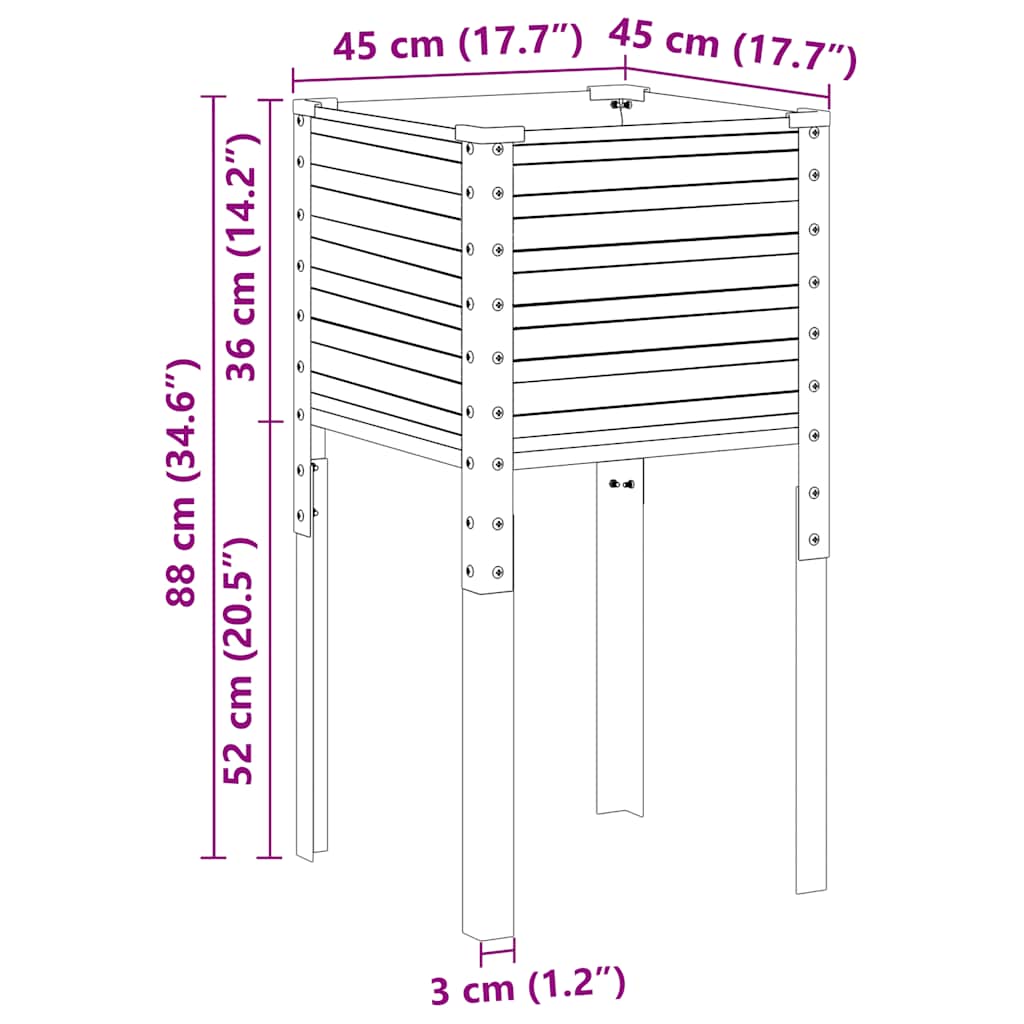 vidaXL Donica ogrodowa zielona 45x45x88 cm stalowa