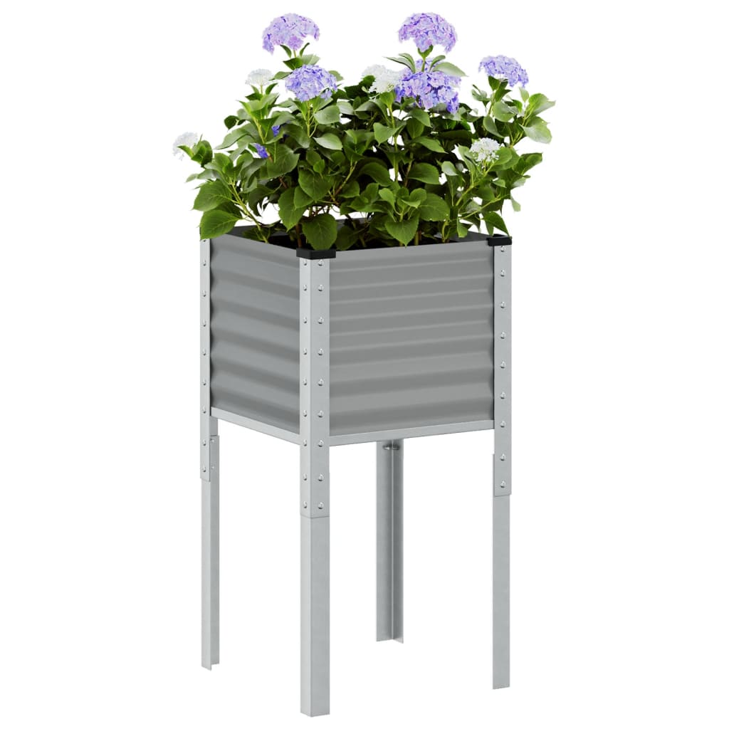 vidaXL Donica ogrodowa, szara, 45x45x88 cm, stal