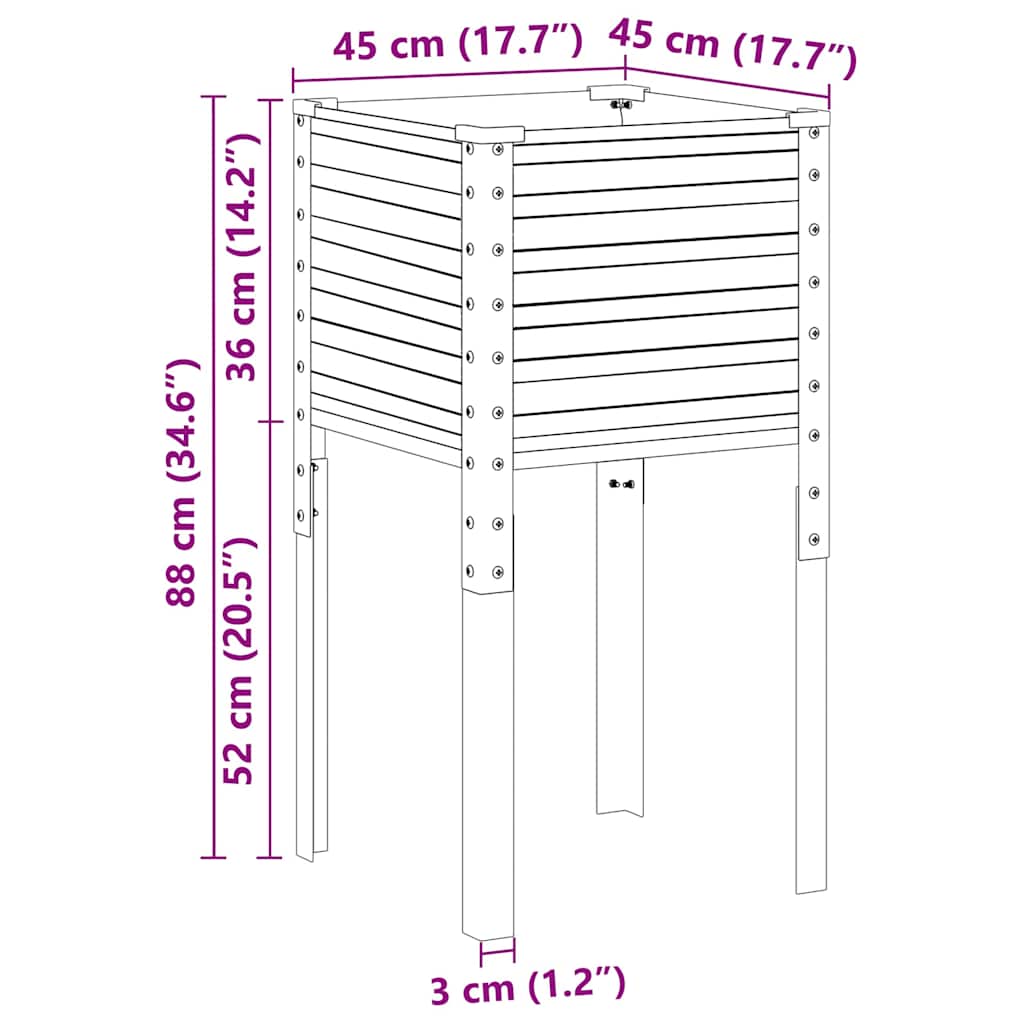 vidaXL Donica ogrodowa antracytowa 45x45x88 cm stalowa