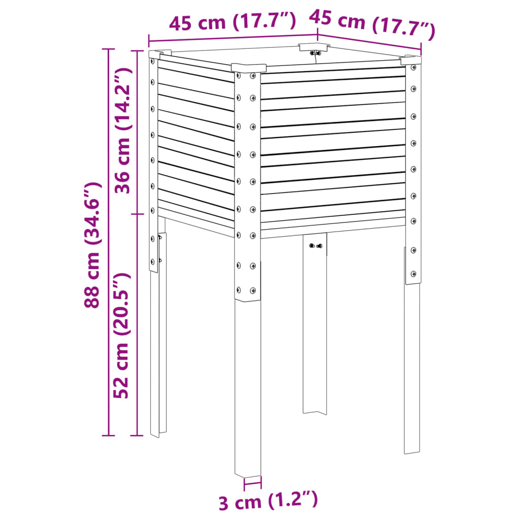 vidaXL Donica ogrodowa 45x45x88 cm Stal nierdzewna
