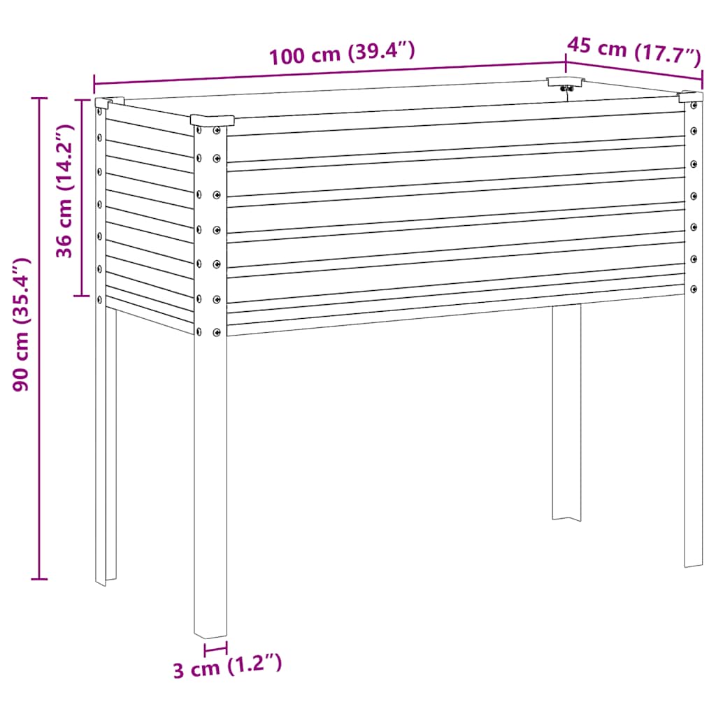 vidaXL Donica ogrodowa zielona 100x45x90 cm stalowa