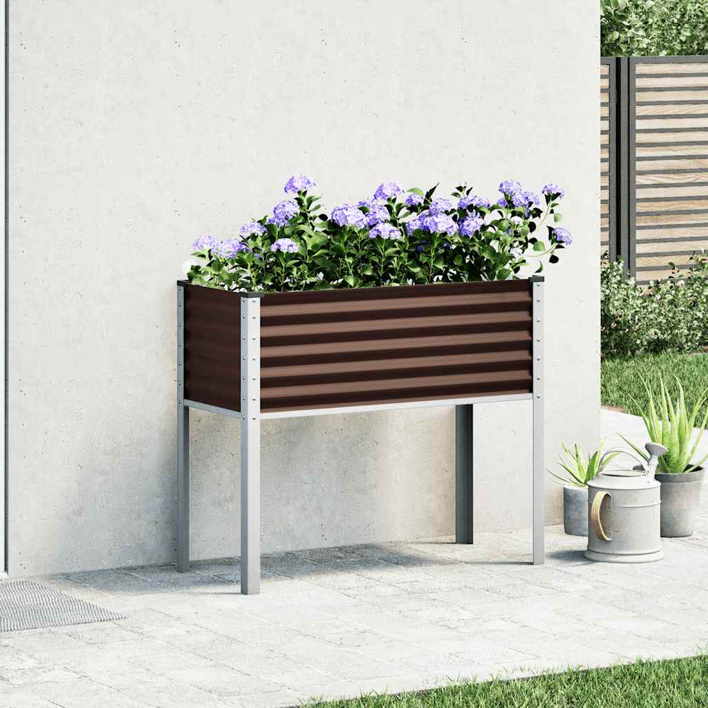 vidaXL Donica ogrodowa brązowa 100x45x90 cm stalowa