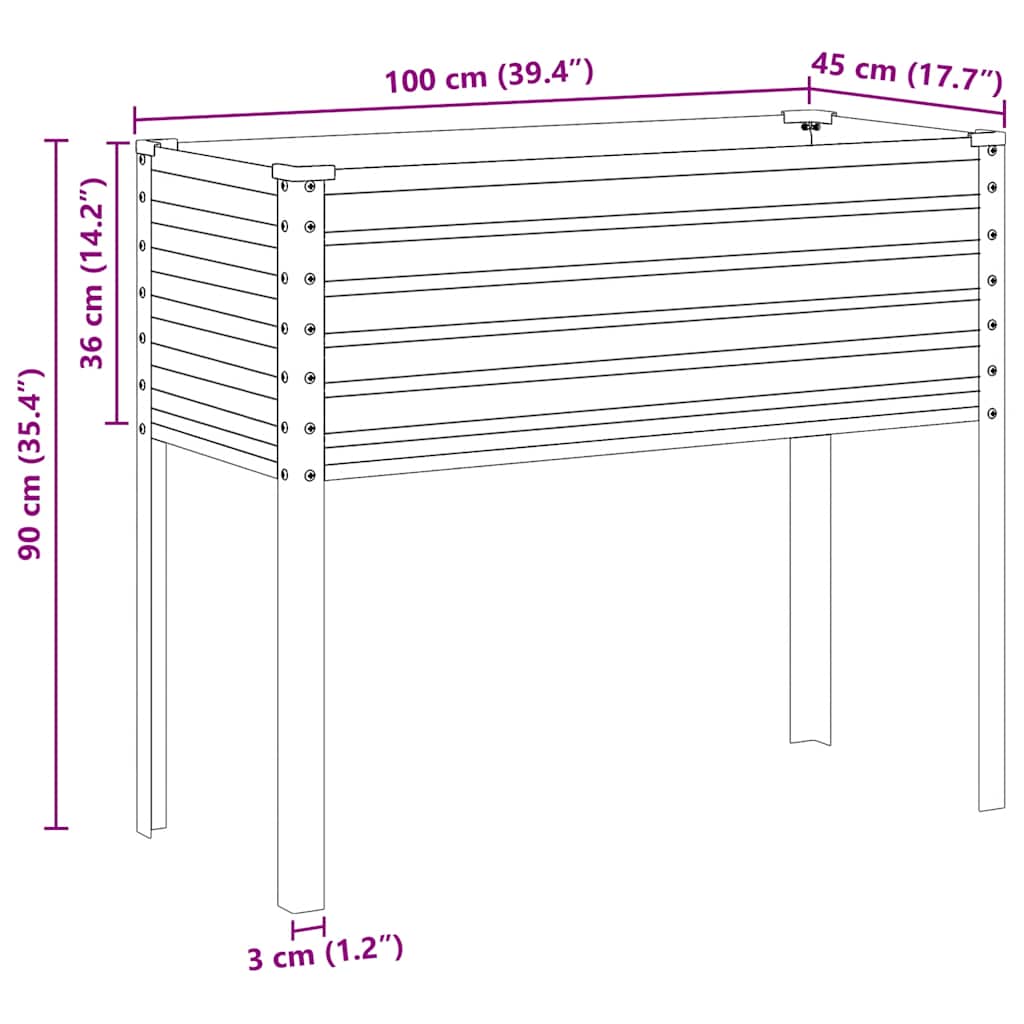vidaXL Donica ogrodowa 100x45x90 cm Stal ocynkowana