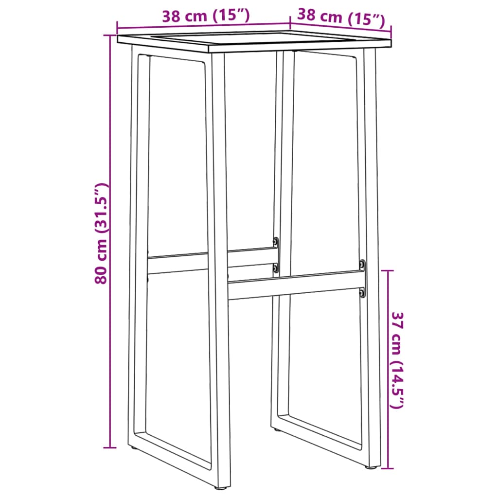 vidaXL Stołki barowe, 2 szt., czarne, 38x38x80 cm, malowana stal