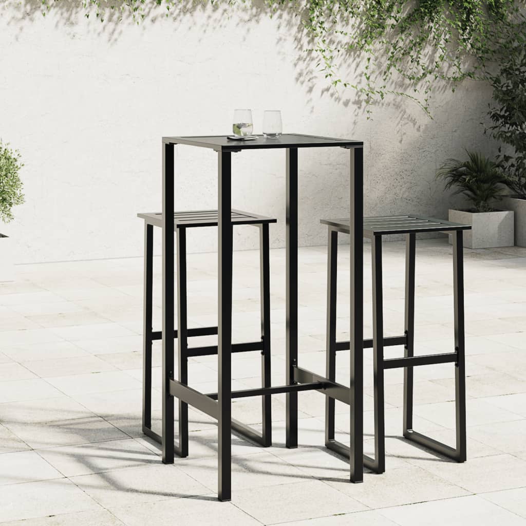 vidaXL Stolik barowy, czarny, 50x50x110 cm, malowana proszkowo stal