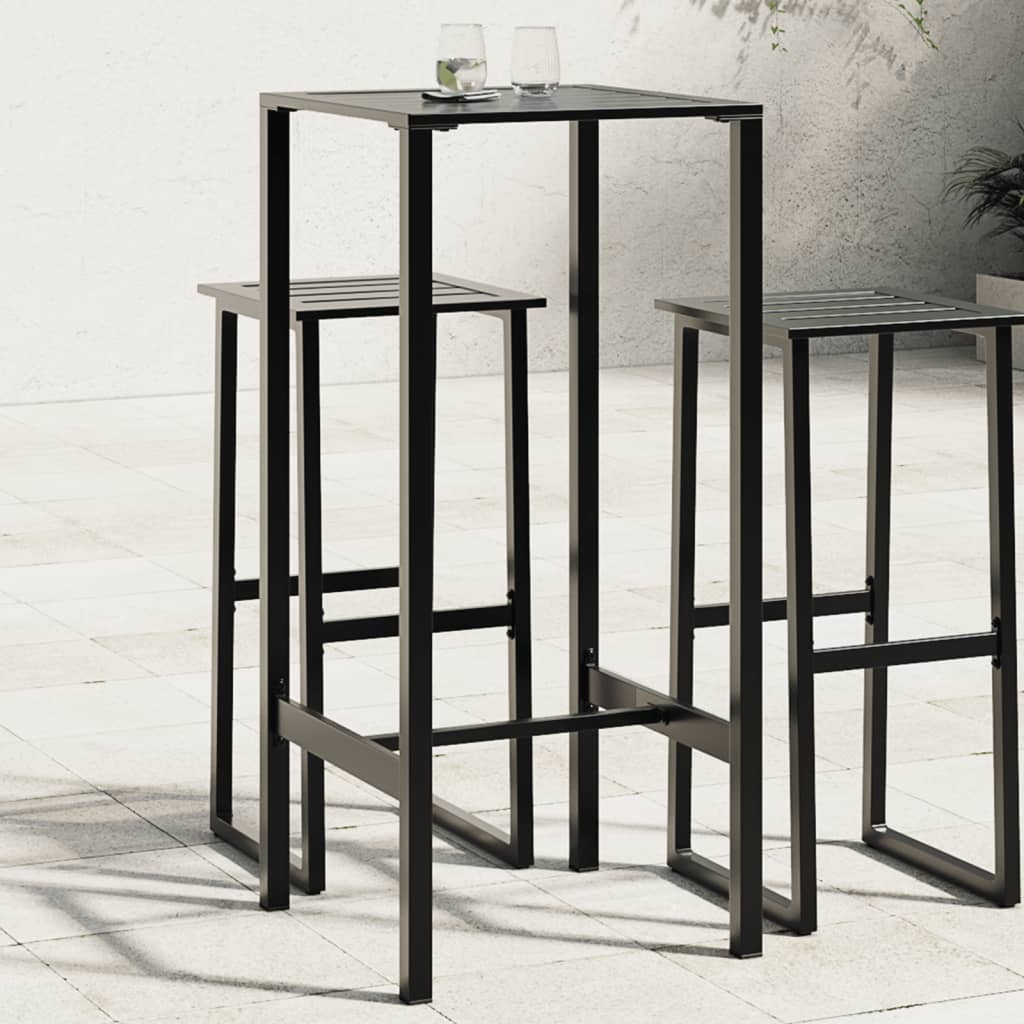 vidaXL Stolik barowy, czarny, 50x50x110 cm, malowana proszkowo stal