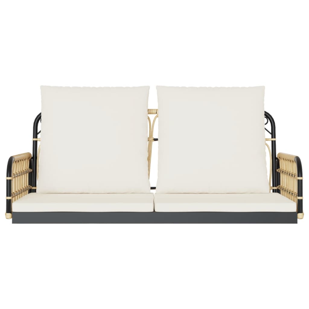 vidaXL Ławka bujana z poduszkami, 105x58x38 cm, polirattan i stal