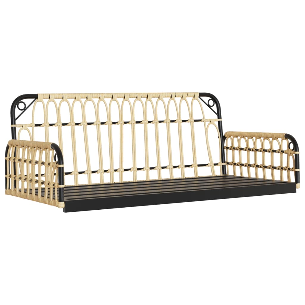 vidaXL Ławka bujana z poduszkami, 105x58x38 cm, polirattan i stal
