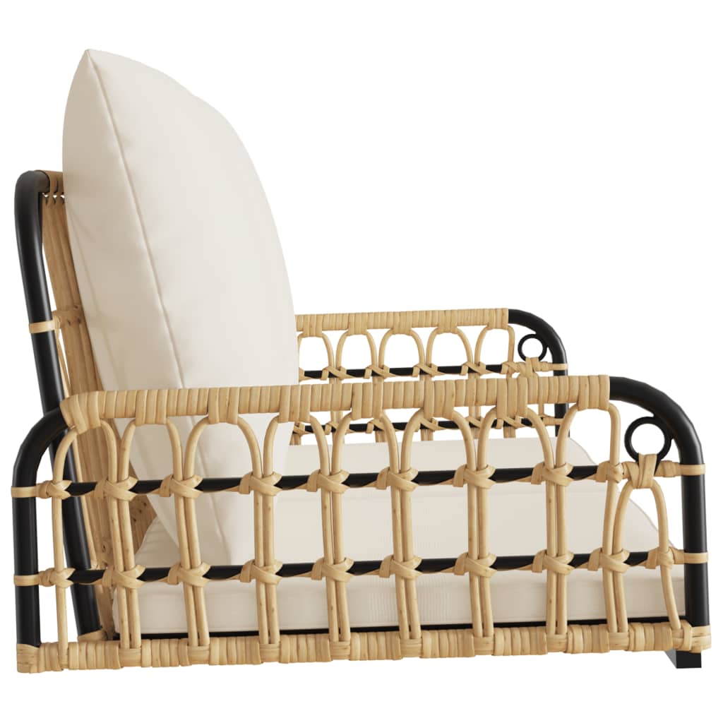 vidaXL Ławka bujana z poduszkami, 105x58x38 cm, polirattan i stal