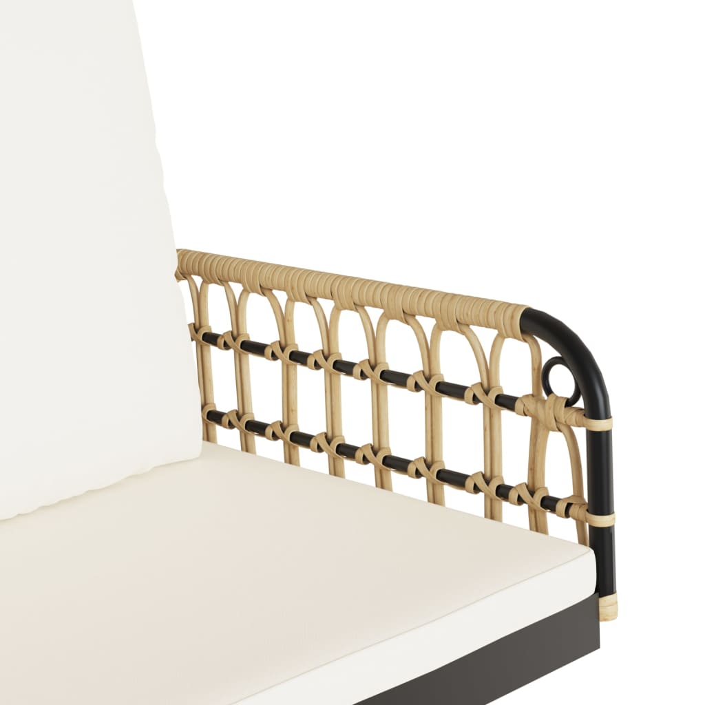 vidaXL Ławka bujana z poduszkami, 105x58x38 cm, polirattan i stal