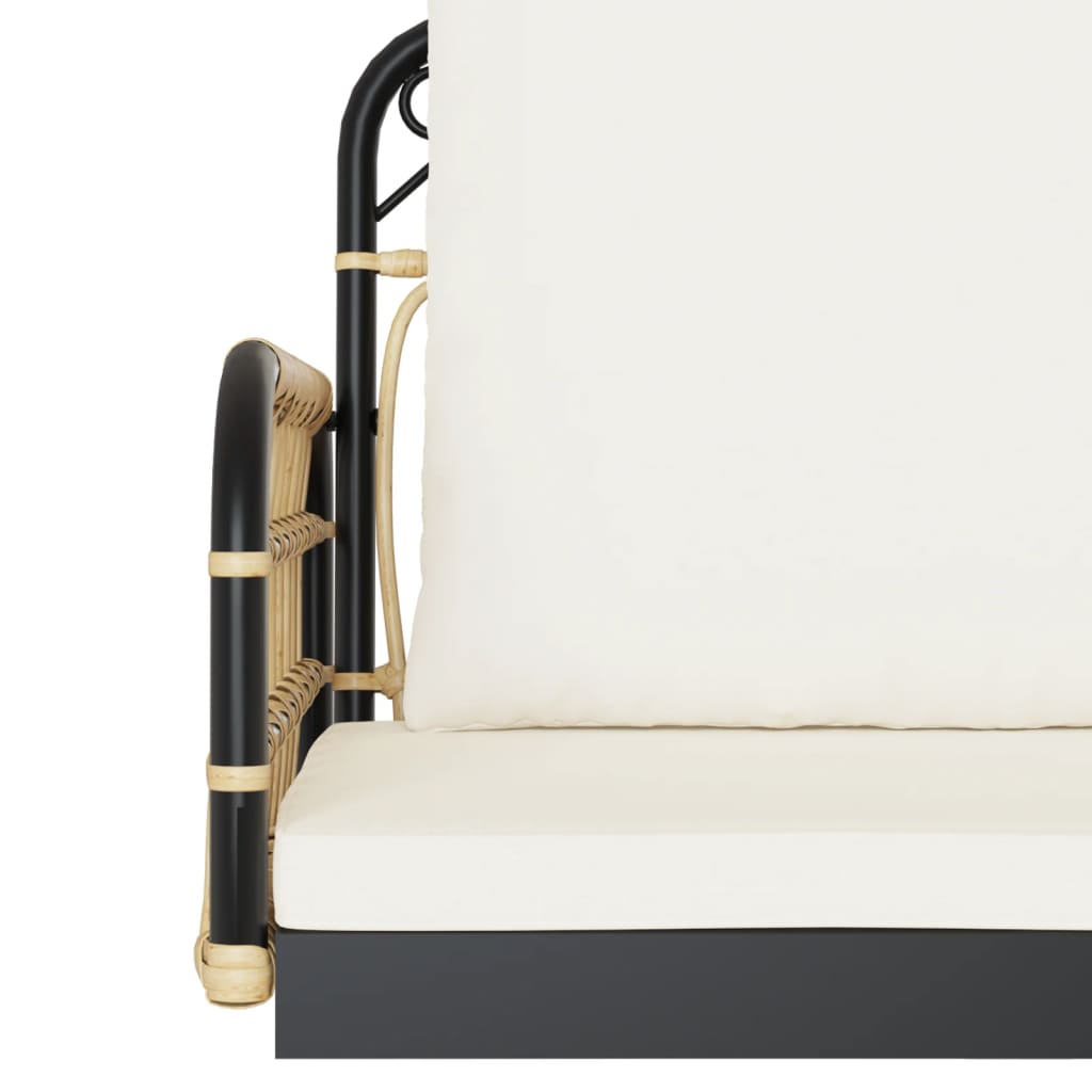vidaXL Ławka bujana z poduszkami, 105x58x38 cm, polirattan i stal