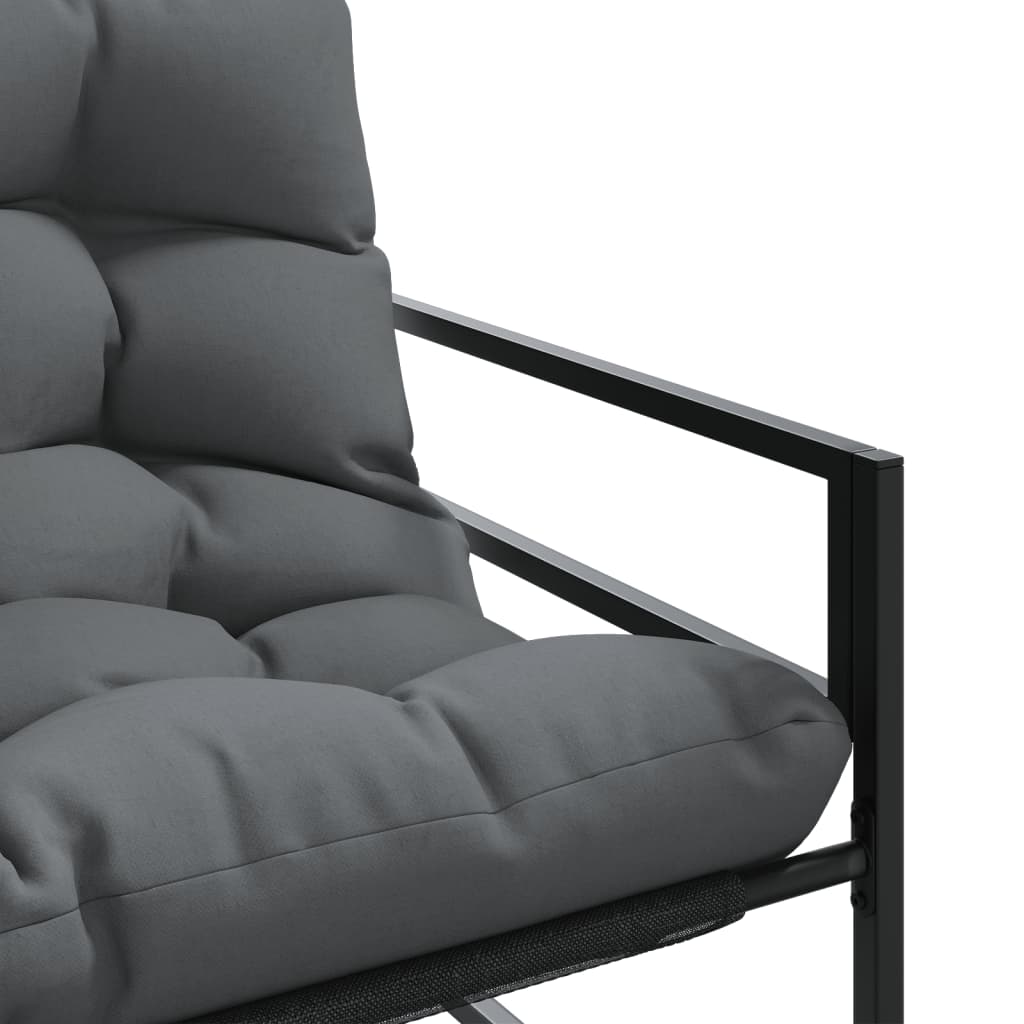 vidaXL Ławka ogrodowa z poduszką, antracytowa, 113 cm, stal