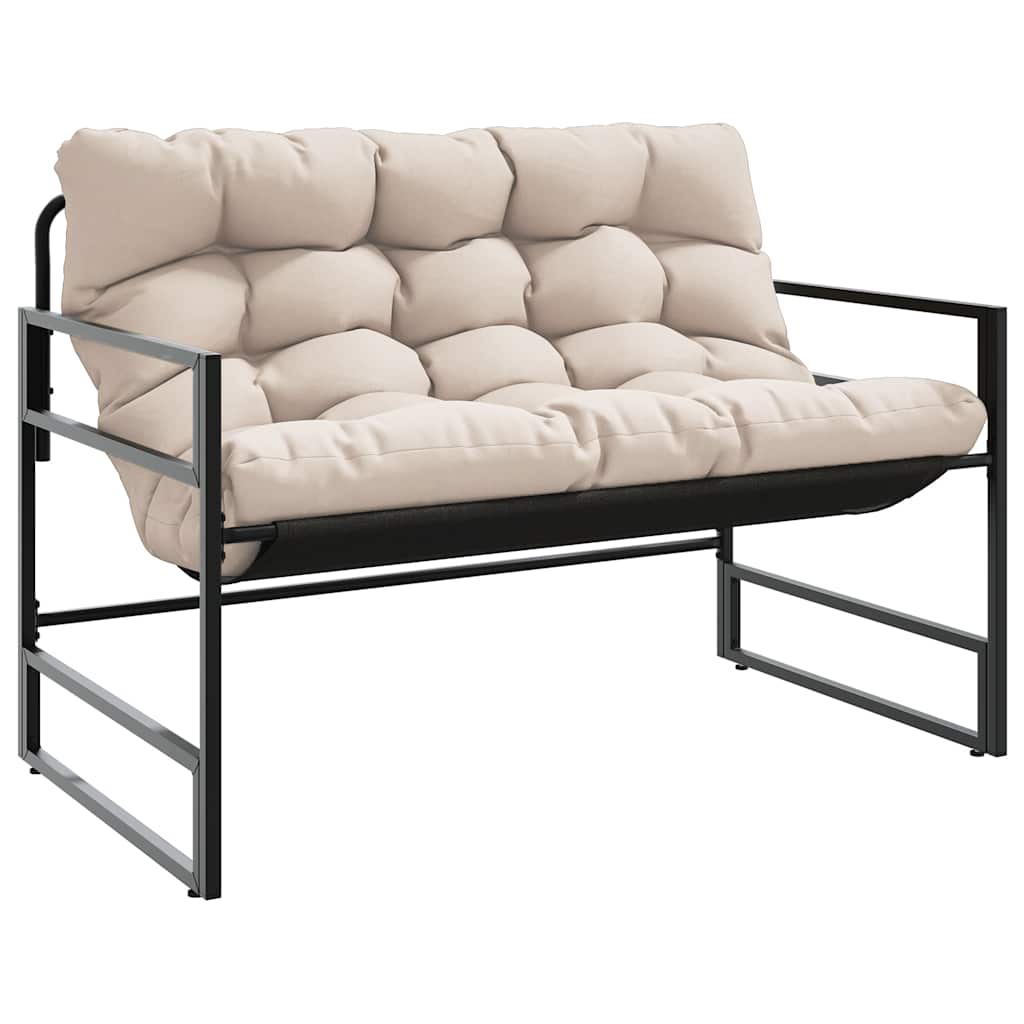 vidaXL Ławka ogrodowa z poduszką, taupe, 113 cm, stal