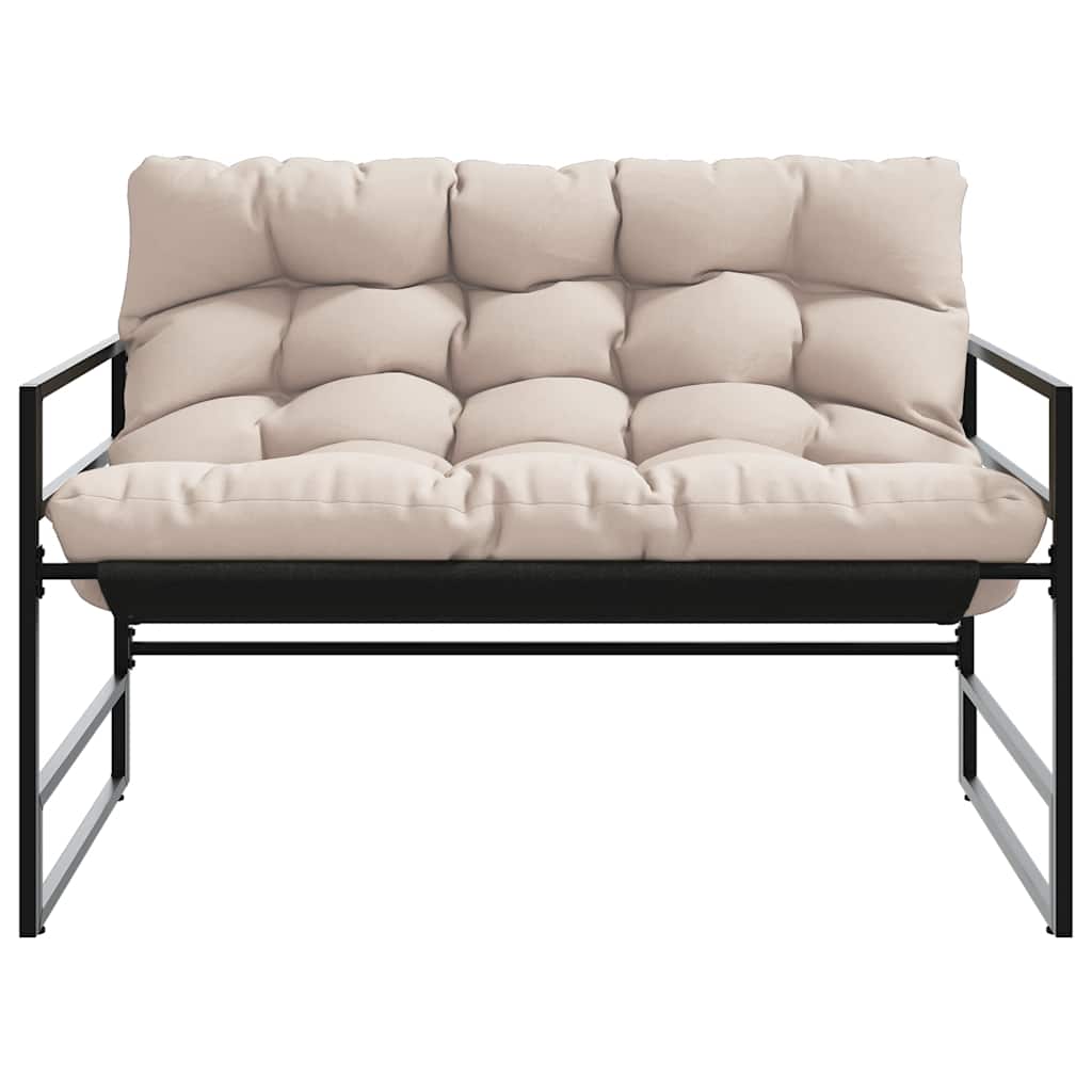vidaXL Ławka ogrodowa z poduszką, taupe, 113 cm, stal