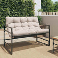 vidaXL Ławka ogrodowa z poduszką, taupe, 113 cm, stal