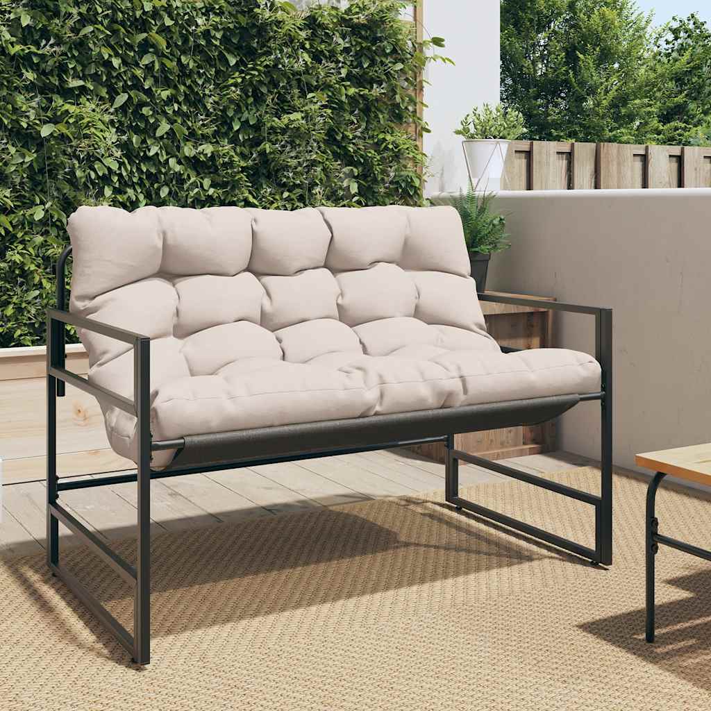 vidaXL Ławka ogrodowa z poduszką, taupe, 113 cm, stal