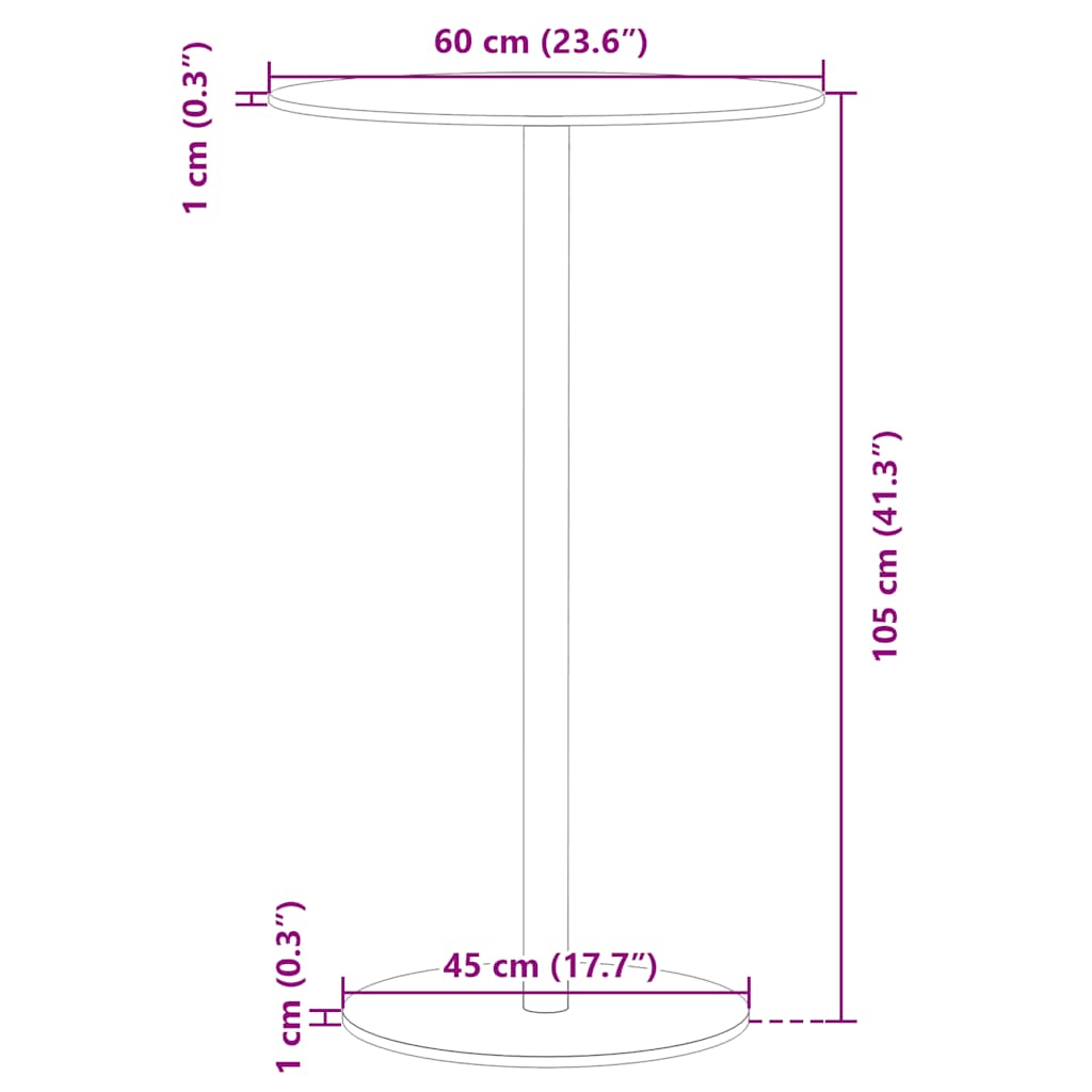 vidaXL Stolik ogrodowy, okrągły, czarny, Ø60x105 cm, stalowy