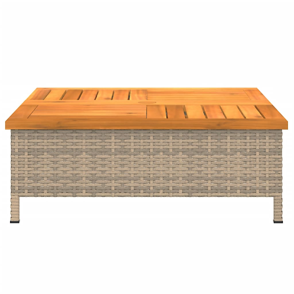 vidaXL Stolik ogrodowy, beżowy, 70x70x25 cm, rattan i drewno akacjowe
