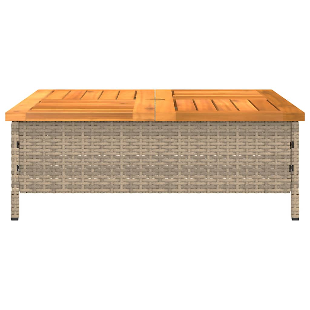 vidaXL Stolik ogrodowy, beżowy, 70x70x25 cm, rattan i drewno akacjowe