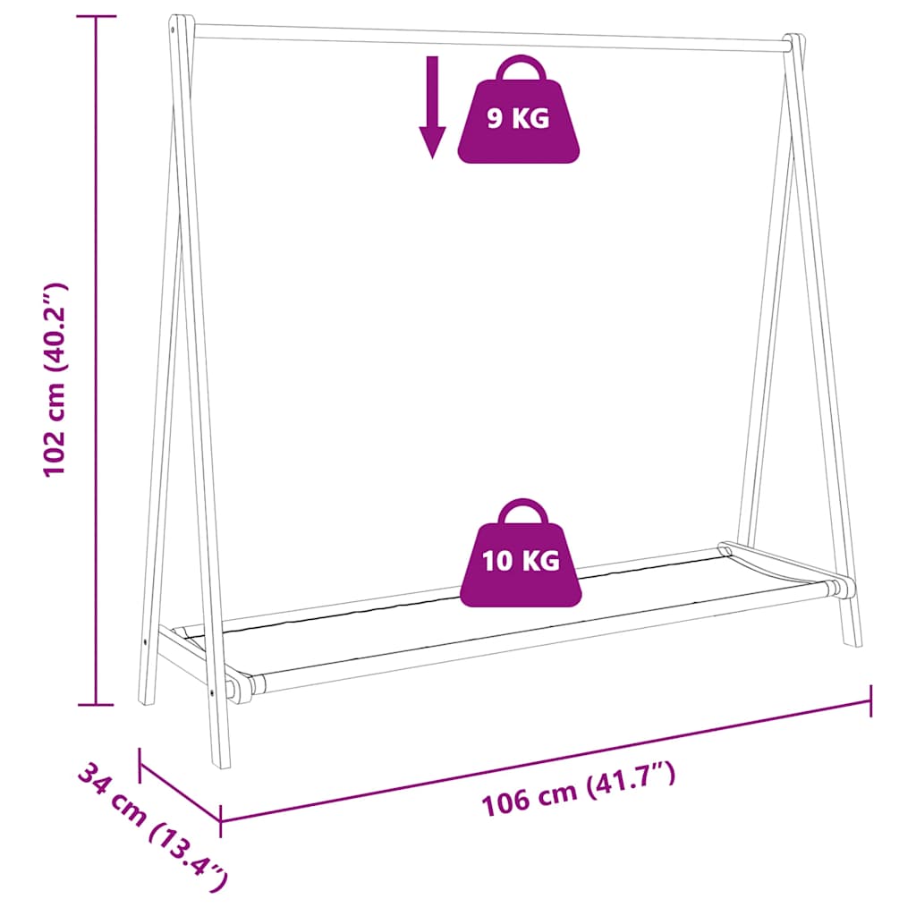 vidaXL Wieszak na ubrania, z półkami, 106x34x102 cm, bambusowy