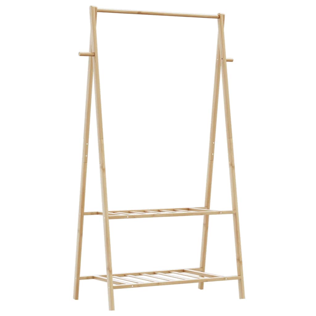 vidaXL Wieszak na ubrania, z półkami, 96x45,5x150,5 cm, bambusowy