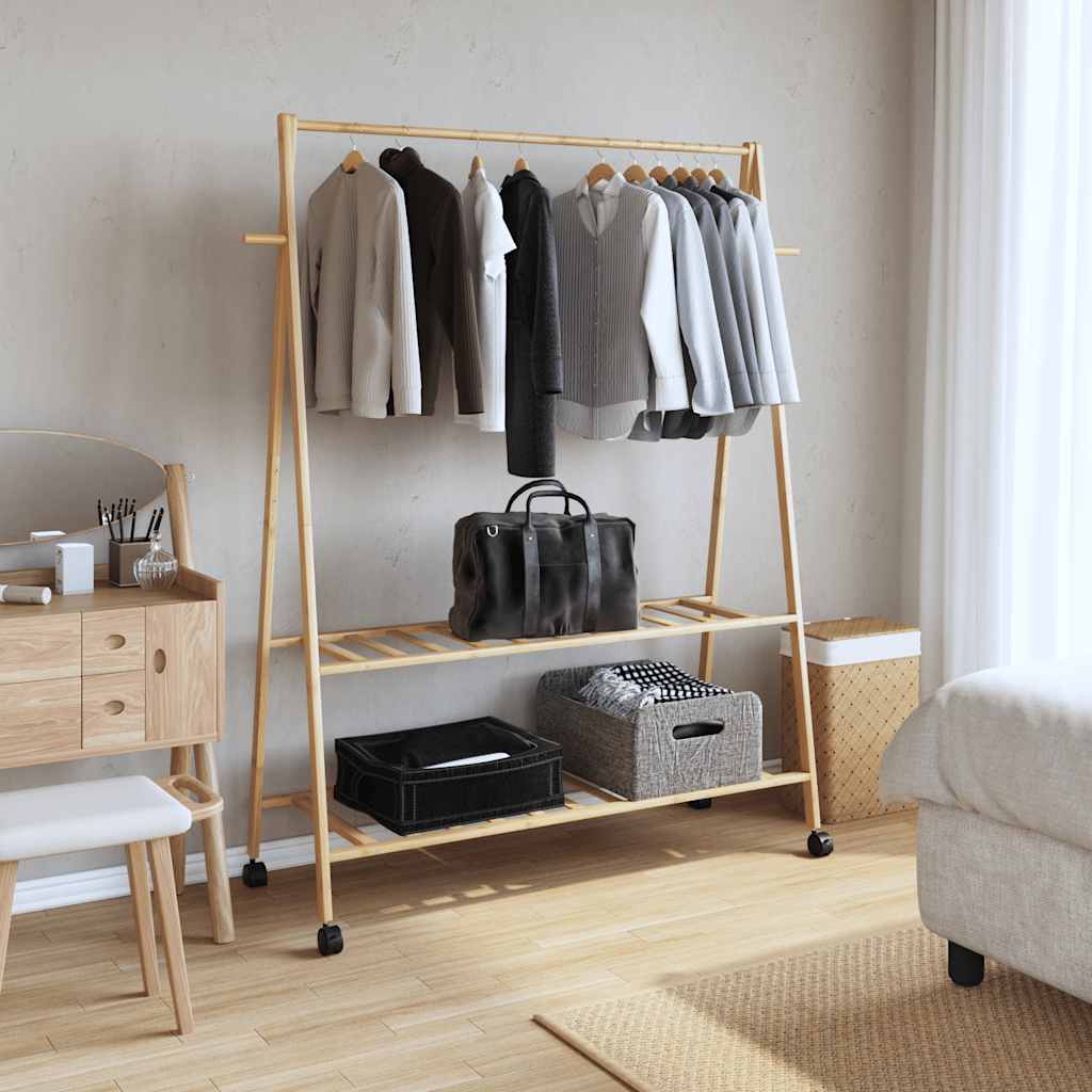 vidaXL Wieszak na ubrania z półkami i kółkami, 132x45,5x155,5 cm