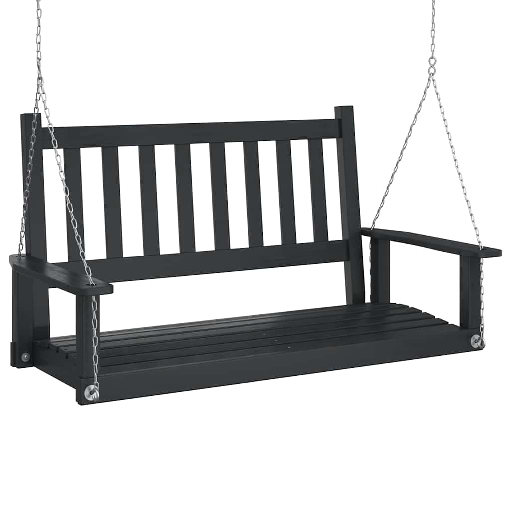 vidaXL Huśtawka ogrodowa z metalowymi łańcuchami, czarna, jodłowa