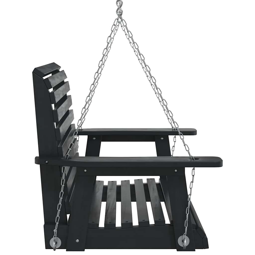 vidaXL Huśtawka ogrodowa z metalowymi łańcuchami, czarna, jodłowa