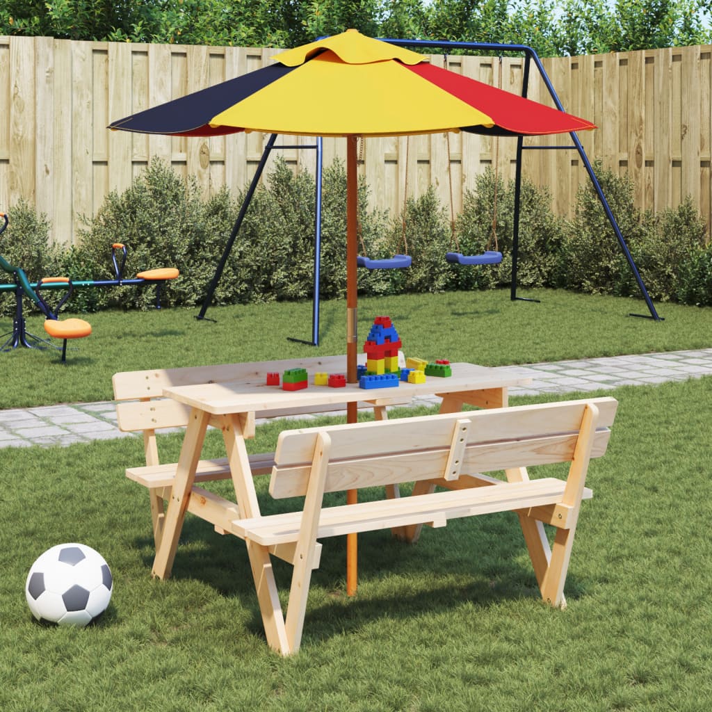 vidaXL Parasol ogrodowy dla dzieci, na drewnianym słupku, Ø120x140 cm