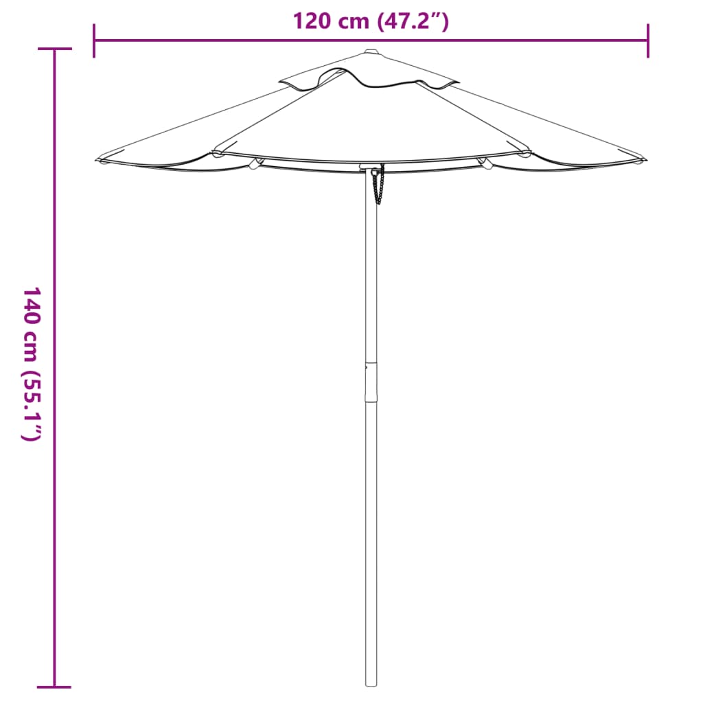 vidaXL Parasol ogrodowy dla dzieci, na drewnianym słupku, Ø120x140 cm