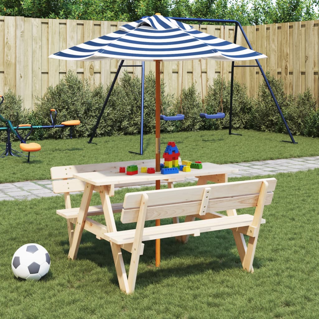 vidaXL Parasol ogrodowy dla dzieci, na drewnianym słupku, Ø120x140 cm