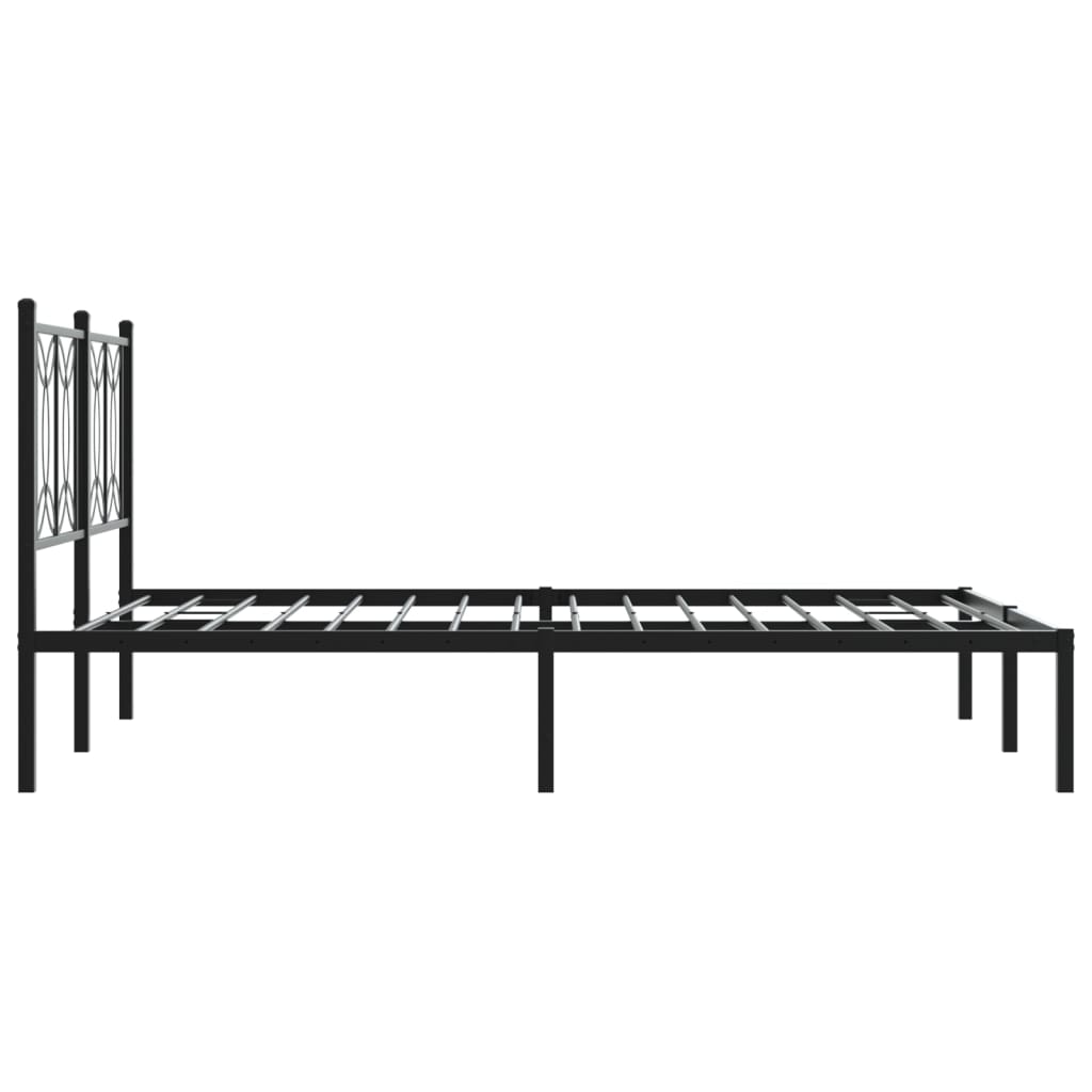 vidaXL Metalowa rama łóżka z wezgłowiem, czarna, 140x190 cm