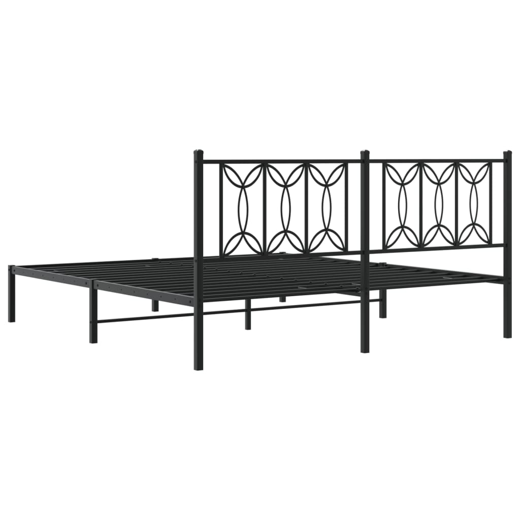 vidaXL Metalowa rama łóżka z wezgłowiem, czarna, 183x213 cm