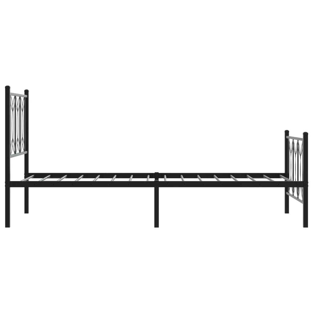 vidaXL Metalowa rama łóżka z wezgłowiem i zanóżkiem, czarna, 80x200 cm