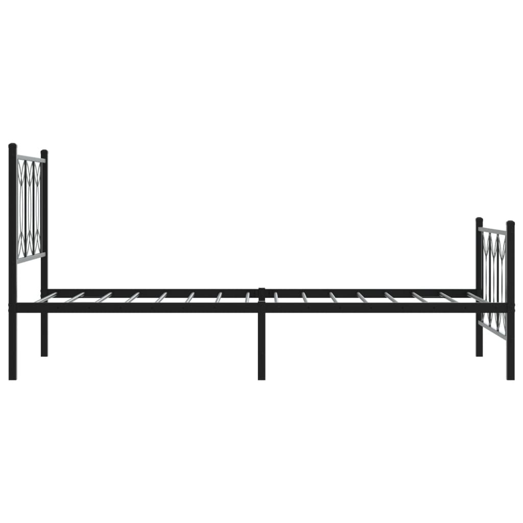 vidaXL Metalowa rama łóżka z wezgłowiem i zanóżkiem, czarna, 90x200 cm