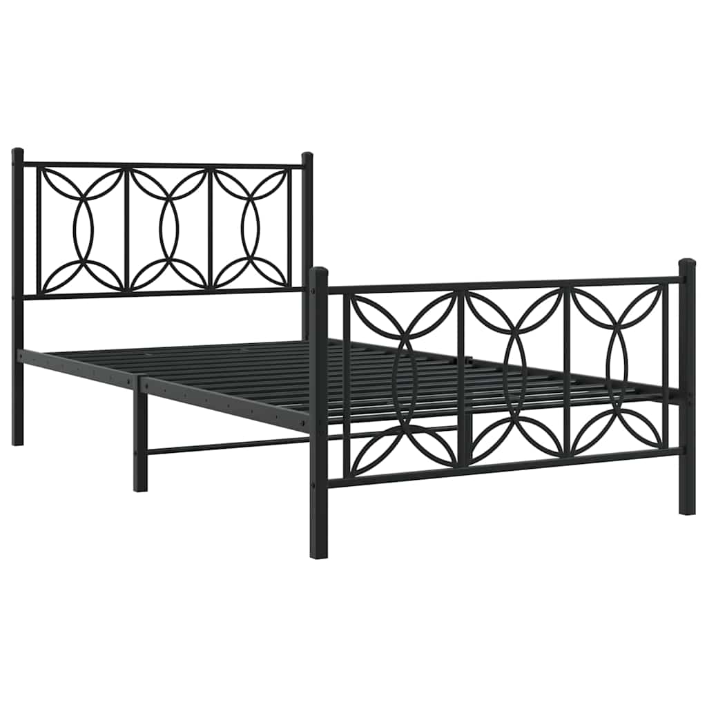 vidaXL Metalowa rama łóżka z wezgłowiem i zanóżkiem, czarna, 100x200cm