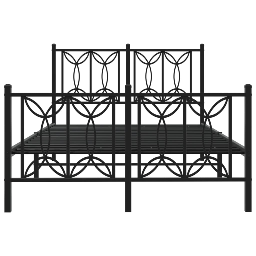 vidaXL Metalowa rama łóżka z wezgłowiem i zanóżkiem, czarna, 120x190cm
