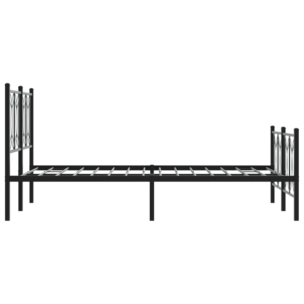 vidaXL Metalowa rama łóżka z wezgłowiem i zanóżkiem, czarna, 120x190cm