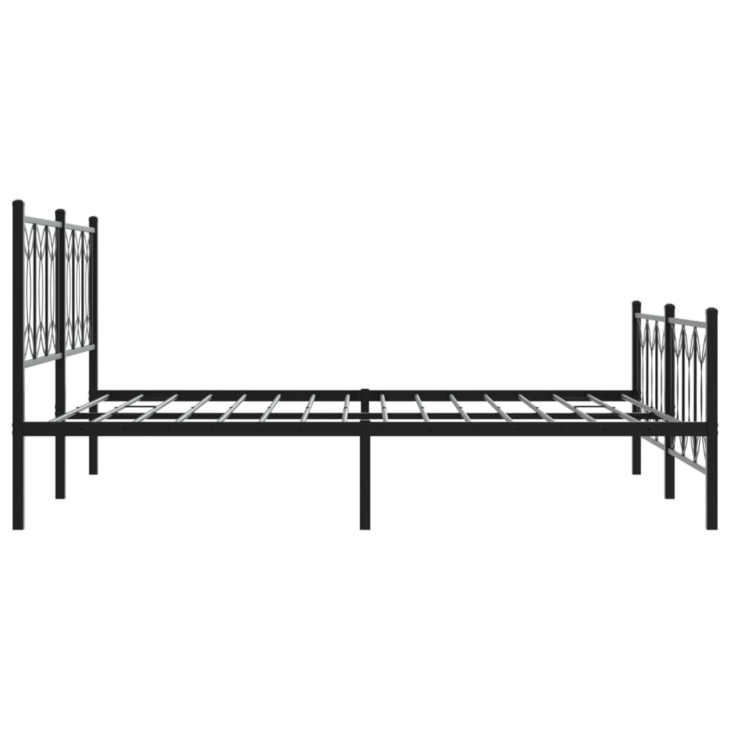 vidaXL Metalowa rama łóżka z wezgłowiem i zanóżkiem, czarna, 150x200cm