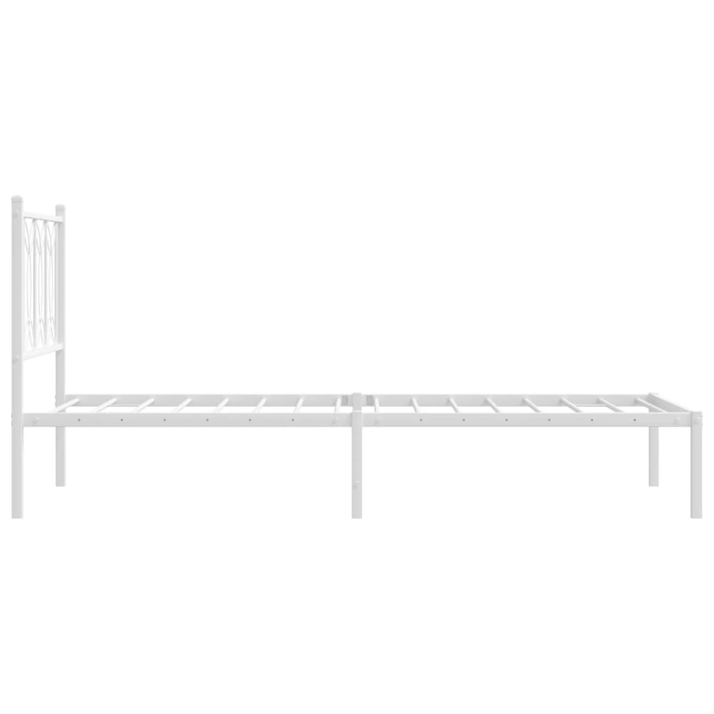 vidaXL Metalowe łóżko z wezgłowiem, bez materaca, białe, 75x190 cm