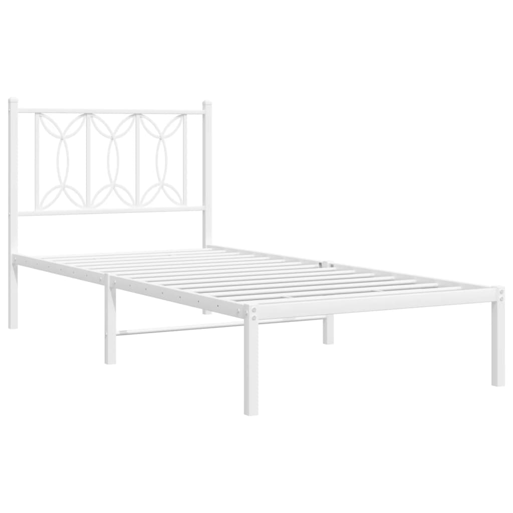 vidaXL Metalowa rama łóżka z wezgłowiem, biała, 80x200 cm