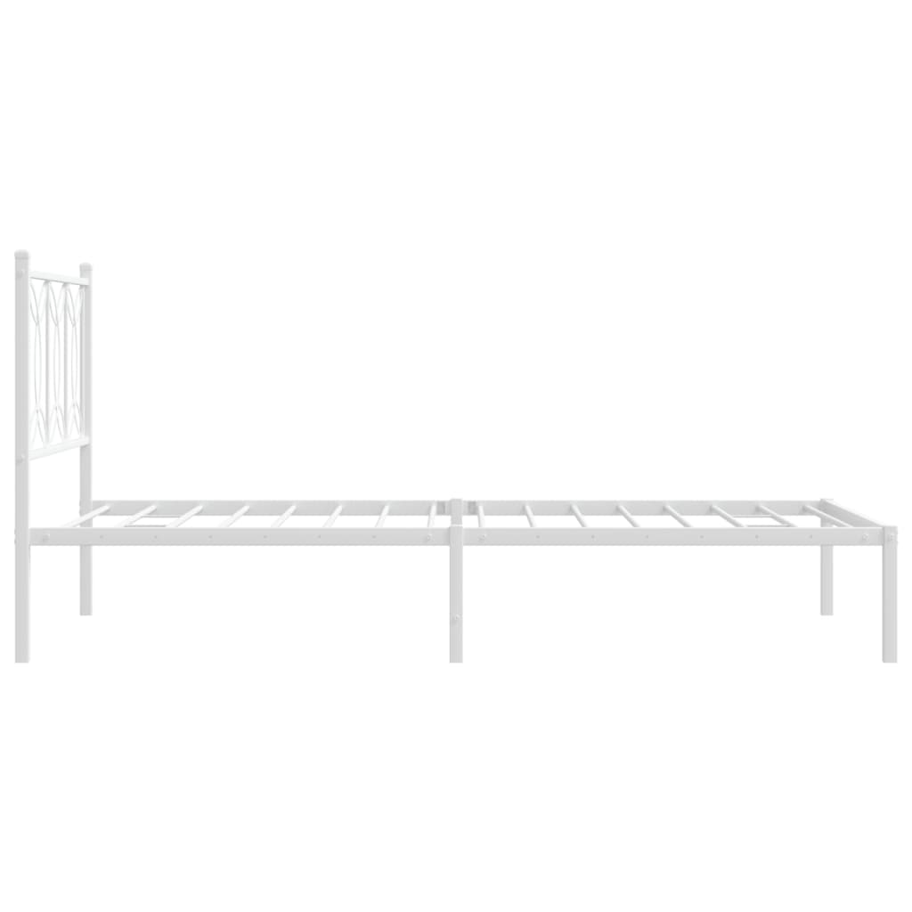 vidaXL Metalowa rama łóżka z wezgłowiem, biała, 100x200 cm