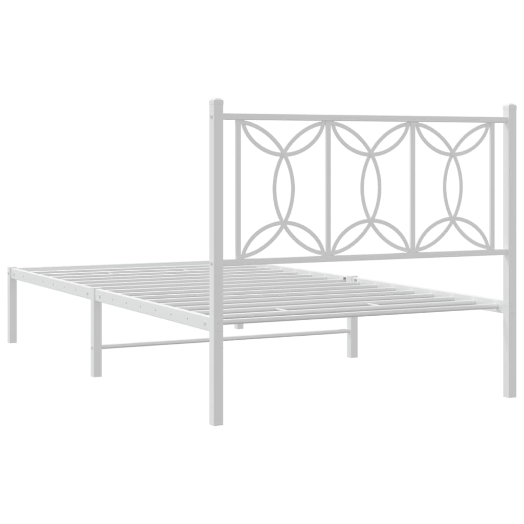 vidaXL Metalowa rama łóżka z wezgłowiem, biała, 100x200 cm