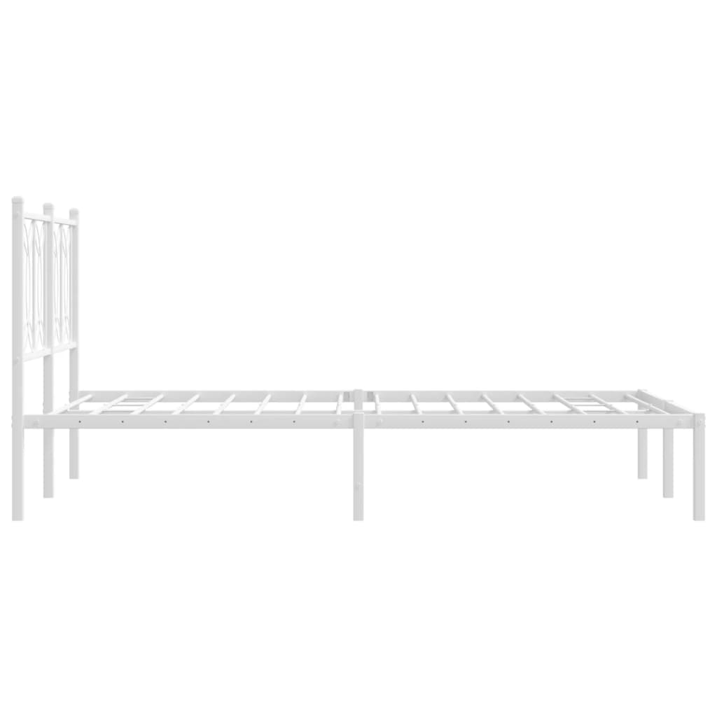 vidaXL Metalowa rama łóżka z wezgłowiem, biała, 120x190 cm