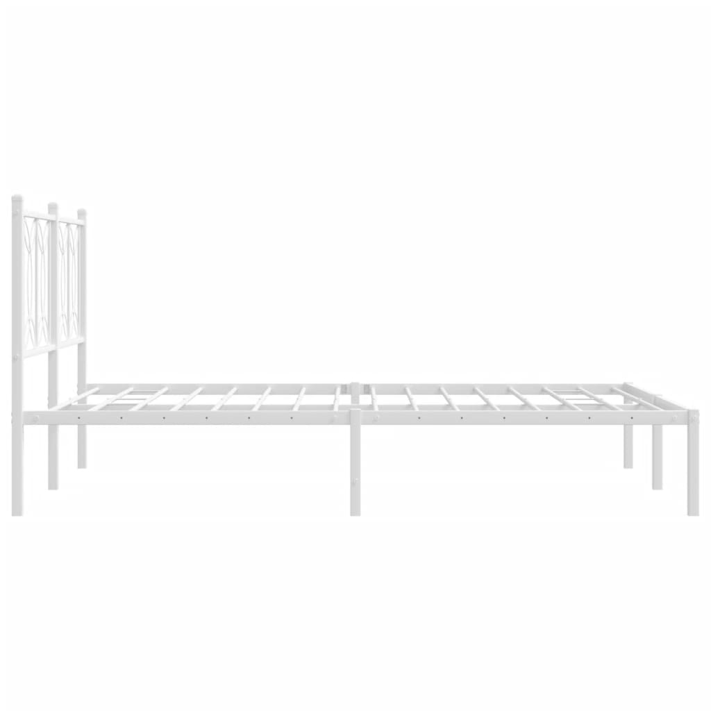 vidaXL Metalowa rama łóżka z wezgłowiem, biała, 140x190 cm