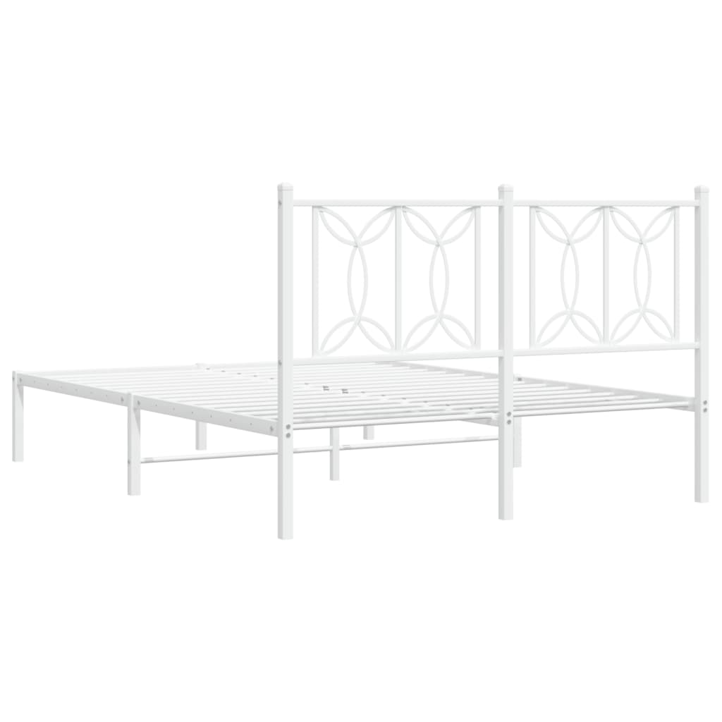 vidaXL Metalowa rama łóżka z wezgłowiem, biała, 140x190 cm